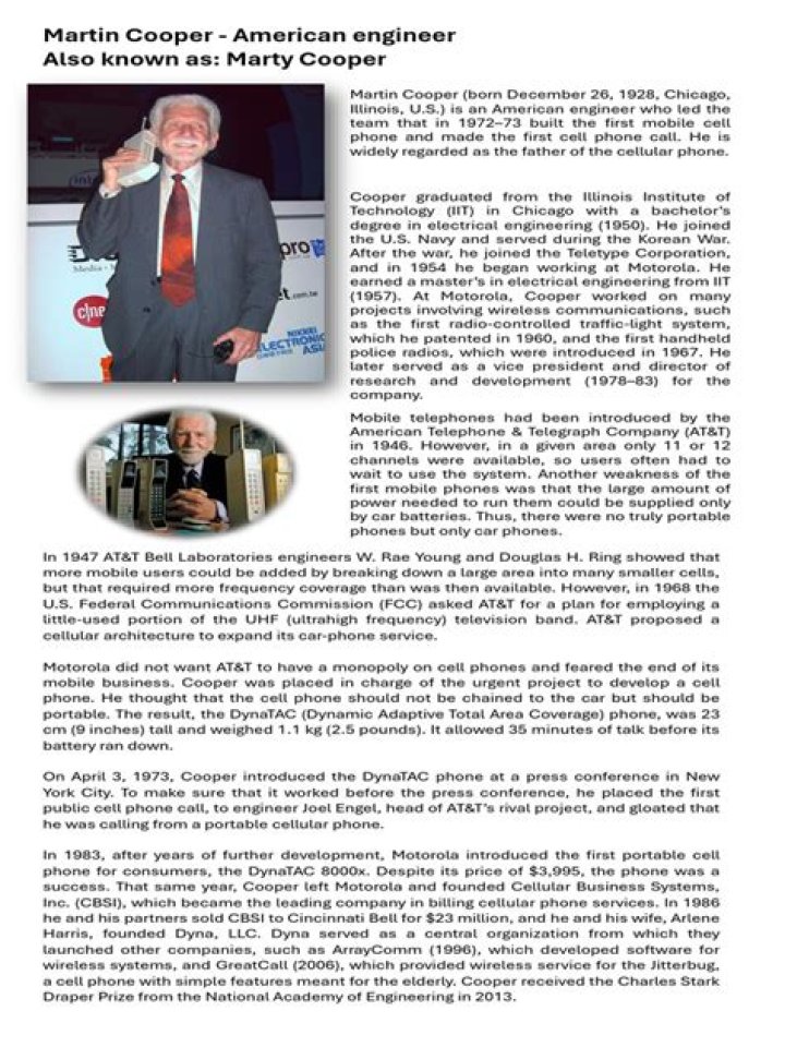 Martin Cooper Biography, Age, Height, Wife, Net Worth, Family